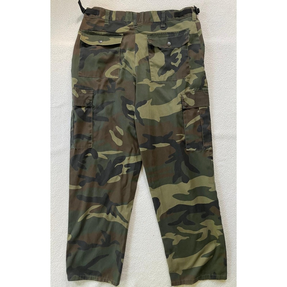 Vintage 90s Northwest Territory Mens Large Cargo Pants Woodland Camo Adj Waist - Picture 6 of 16